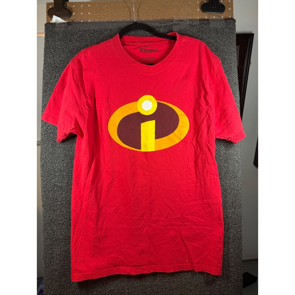 Disney Pixar The Incredibles T-Shirt Mens L Red Graphic Logo Short Sleeve Tee